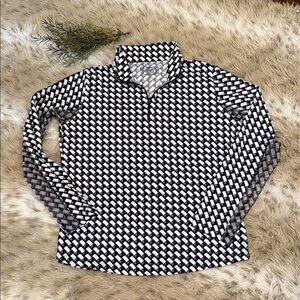 IBKUL Black and White Checkered Long Sleeve Top